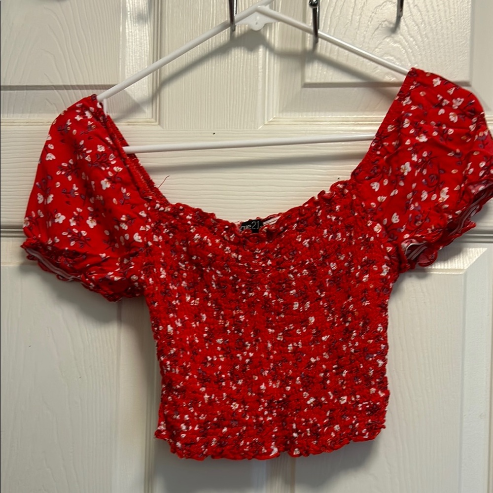 Red Floral Women's Top